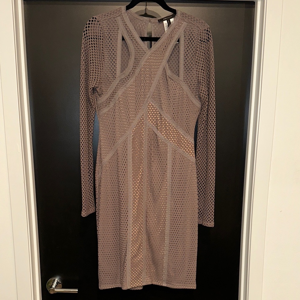 BCBG Maxazria Mesh Long Sleeve Dress